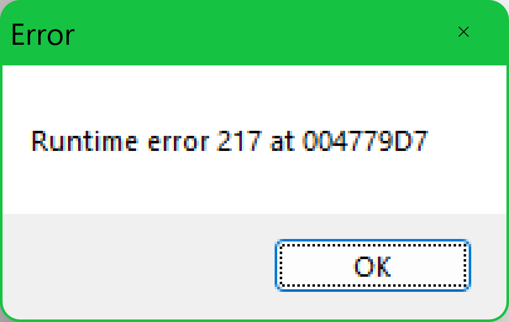 runtime error message