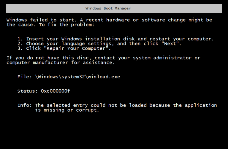 windows operating system error