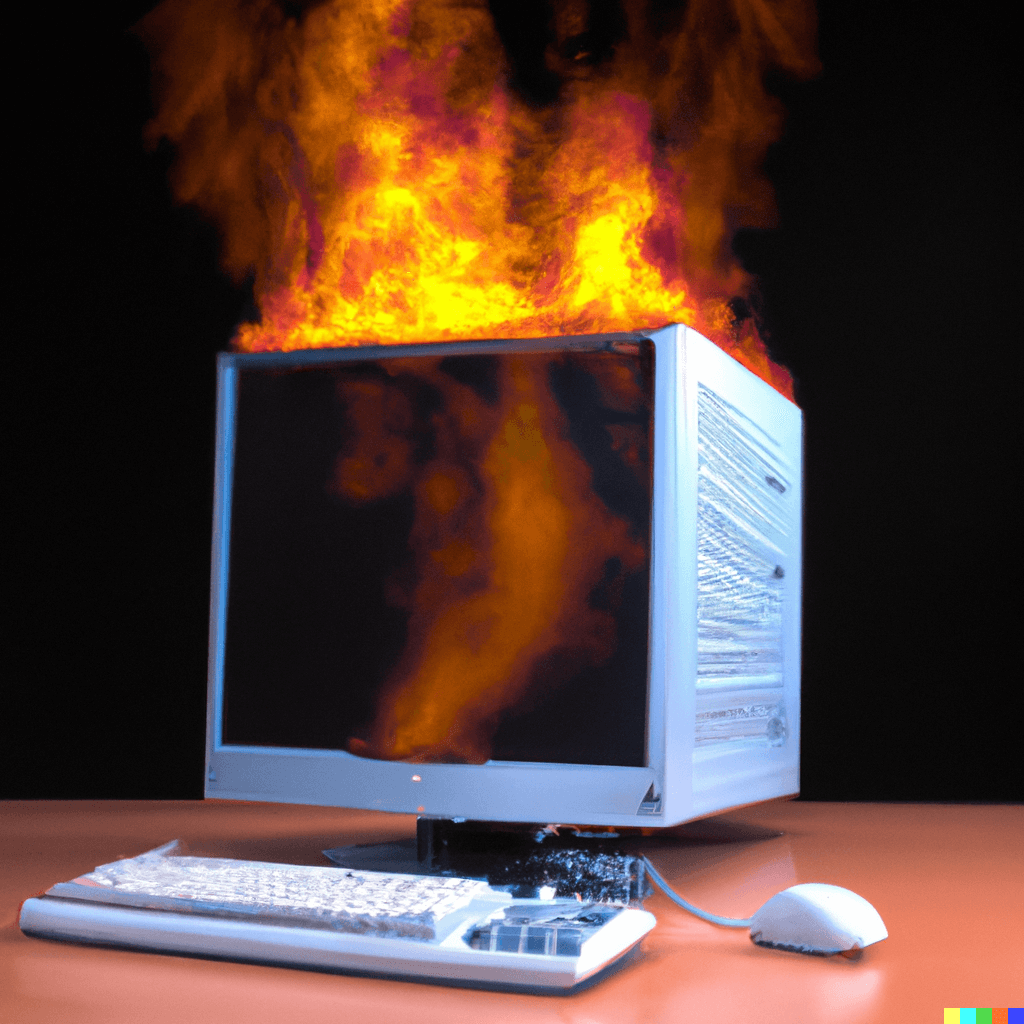 desktop computer burning up