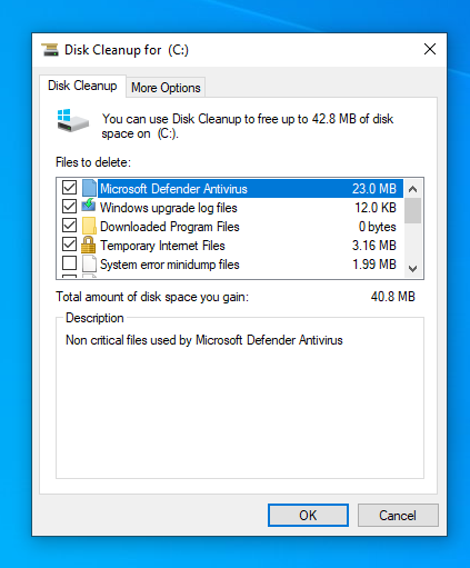 windows hard drive disk clean up options