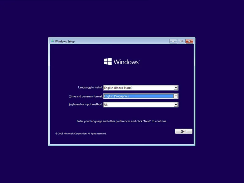 windows installation reset operating system
