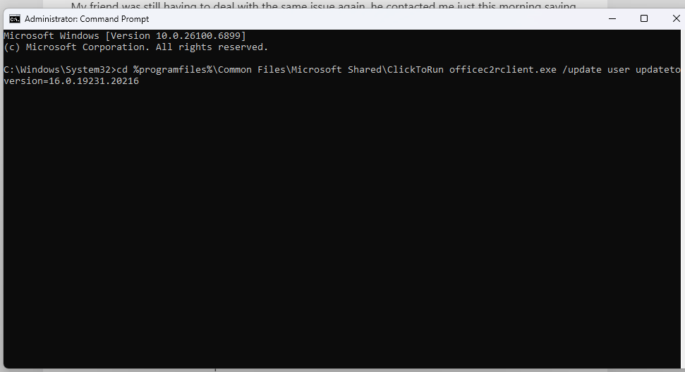 roll back Office to Version 2509